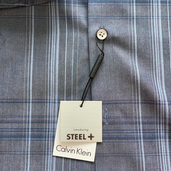 MEN CALVIN KLEIN Non Iron STEEL performance dress shirt Size 15.5 34/35 - Picture 3 of 5